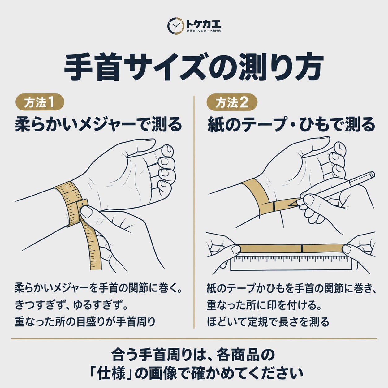 手首サイズの測り方